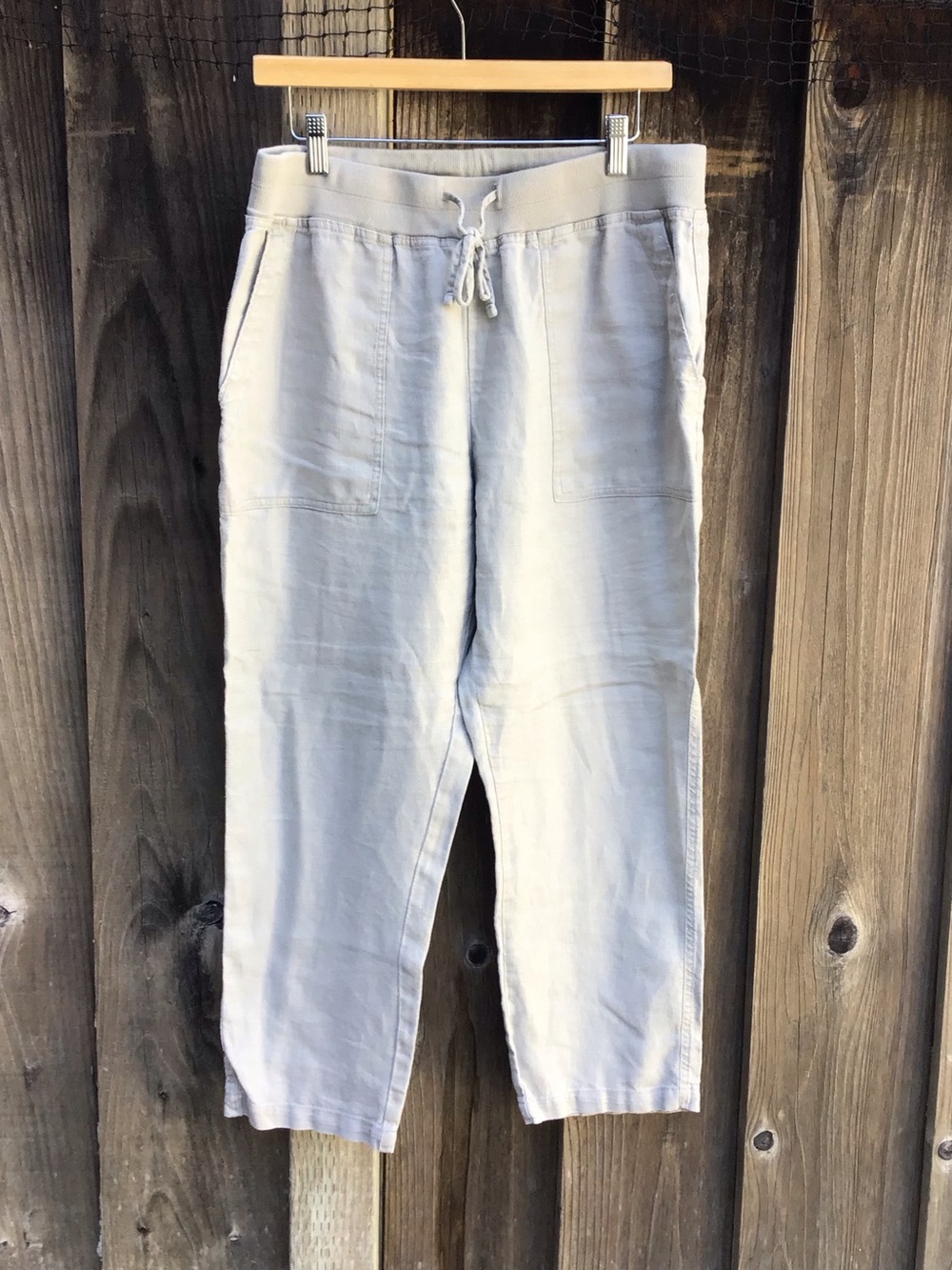 James Perse Standard Linen Blend Drawstring Cropped Pants Womens Size 3